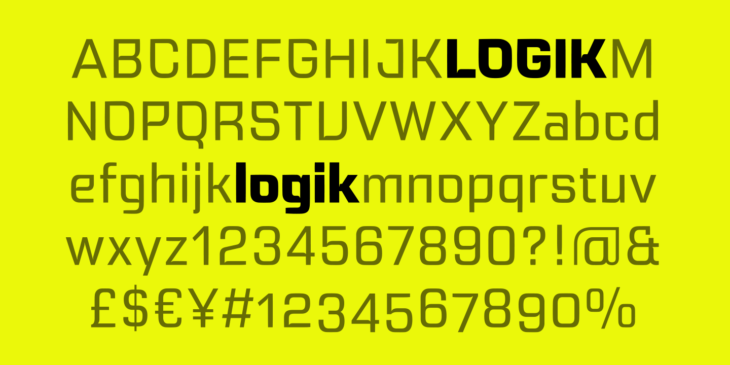 Przykład czcionki Logik Extended Bold Oblique